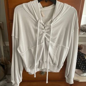 free people lace up hoodie